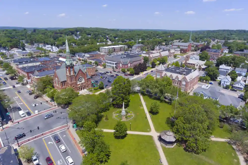Aerial View of Downtown Natick