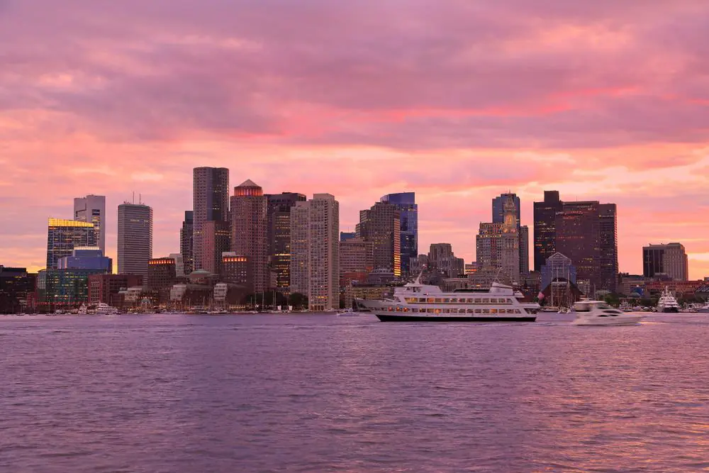 Boston Skyline At Sunset
