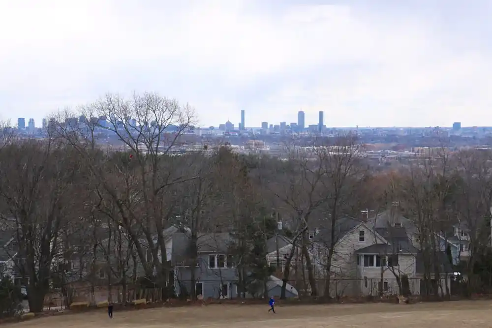 View of the Boston Skyline from Robbins Farm Park